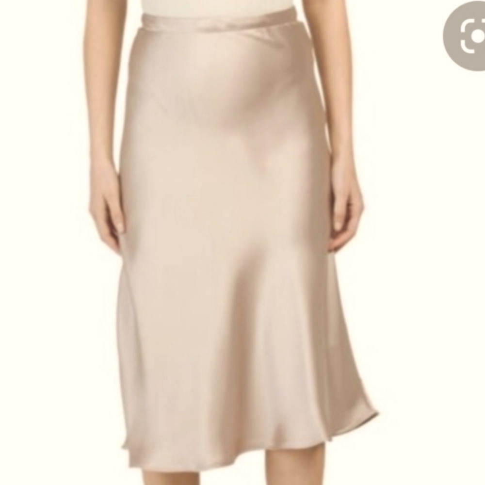 Rachel Zoe Champagne Satin Midi Skirt